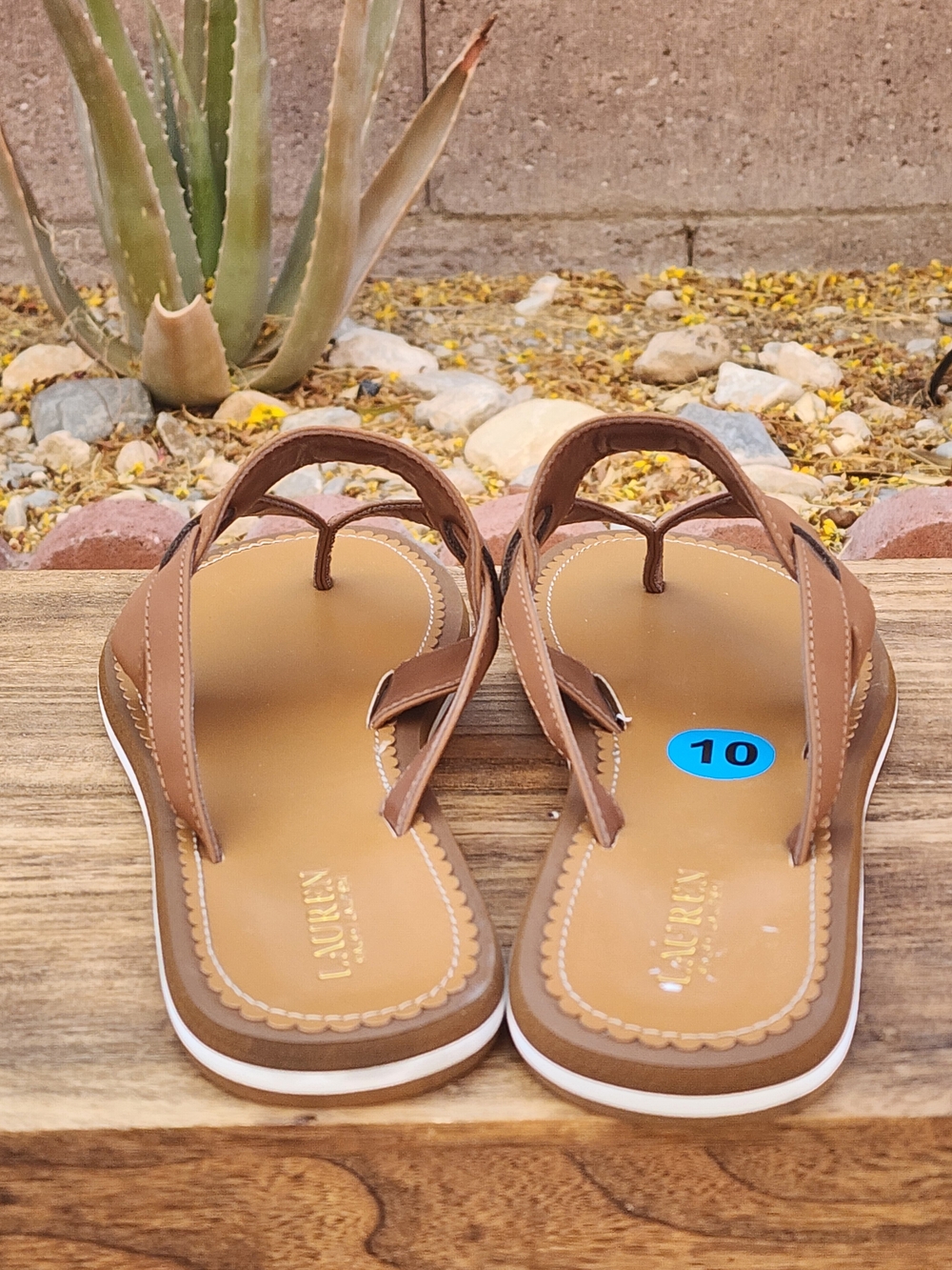 Lauren Ralph Lauren Women's Rosalind Tan Thong Sandals Size 10 - Picture 3 of 8